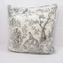 French Country Toile De Jouy Black Reversible 16-inch Square Pillow - £30.49 GBP