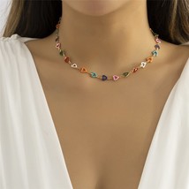 Unique Colorful Dripping Oil Short Choker Necklace for Women Summer Sweet Love H - £12.88 GBP