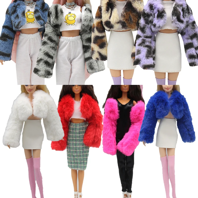 Short Leopard Print Rabbit Fur Coat for 29cm Dolls Fashionista Dress Daily Wear - £7.21 GBP+