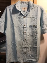 Island Shore VTG Mens M Blue Short Sleeve Button Down Rayon Blend Hawaiian Shirt - £23.25 GBP