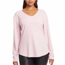 Chaser Top Waffle Knit Thermal Scoop Neck Pullover Long Sleeve Pink NWT Medium - £15.31 GBP