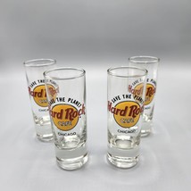 Hard Rock Cafe Chicago Shot Glass Set of 4 Save the Planet Logo 4 1/8&quot; 2oz - $29.02