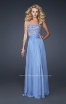 La Femme Prom Dress 17498 Sweatheart strapless embellished Gown Sz 6 Periwinkle - £97.09 GBP