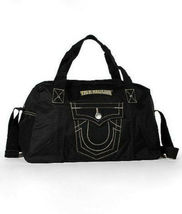 True Religion Jeans Black Duffle Bag Gym Travel Overnight Carry-On EUC - £19.95 GBP