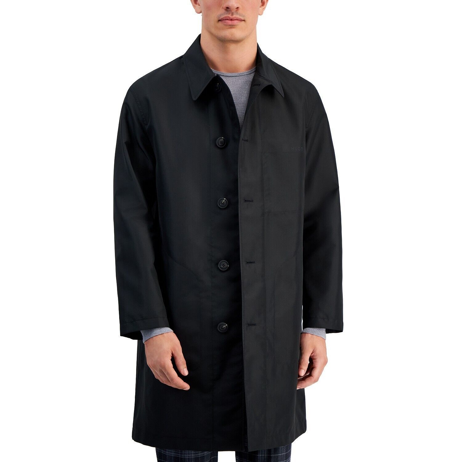 Hugo Boss Men's Relaxed Fit Coat Black Water Repellent $445 B4HP