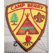 Camp Berry yellow Patch - 1970s - Tee Pee - Campfire - Boy Scouts of America - £7.28 GBP