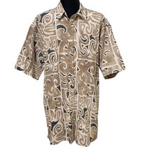 Cooke Street Hawaiian Aloha Shirt Brown Green Retro Reverse Print Size Large - $44.99