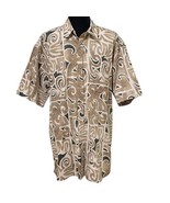 Cooke Street Hawaiian Aloha Shirt Brown Green Retro Reverse Print Size L... - $44.99