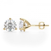 1CT Round Solid 18K Yellow Gold Brilliant Cut Martini ScrewBack Stud Earrings - £83.40 GBP