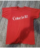 Vintage COKE IS IT coca-cola soda red/white logo Tee T-Shirt S - $20.57