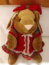 Vtg Margery Williams Velveteen Rabbit Red Dress Girl Plush 1985 Toys &quot;R&quot; Us - £14.41 GBP