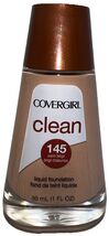 1- COVERGIRL cover girl CLEAN Liquid Foundation Makeup #145 WARM BEIGE N... - $19.79