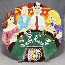 Blackjack Game Decorative 3D Whimsical Colorful 8 ½” Ceramic Hand Painted Plate - £6.56 GBP