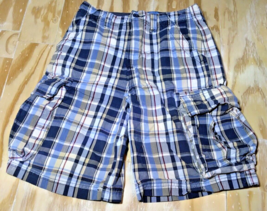 The Children&#39;s Place Boys Size 12 Multicolor Plaid Adjustable Waist Shorts Stain - £8.47 GBP