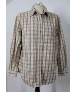 Vtg 90s Lauren Ralph Lauren M Beige Plaid Flannel Long Sleeve Button Shi... - £20.99 GBP