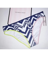 Victoria Secreto Culotte de Bikini Fondo Zig Zag Blanco Tinta Blot Azul ... - £10.04 GBP