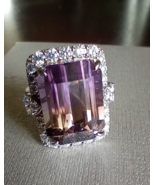 Anahi Ametrine And Moissanite 14.4ct Ring Sterling Size 8 - £134.69 GBP