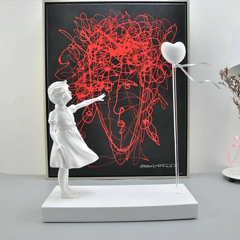 BALLOON GIRL Banksy Street Art Ironic Resin Statue Figurine For Home Décor  - $183.15 - $276.21