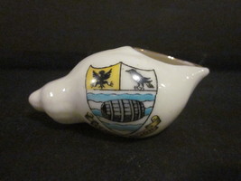 Vintage Florentine Crested Ware Seaton Crest Sea Shell Shaped Toothpick Holder - £7.86 GBP