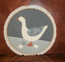 Duck Appliqued Quilted Finished Framed 14.5&quot; Hoop Eggs Calico - £7.96 GBP