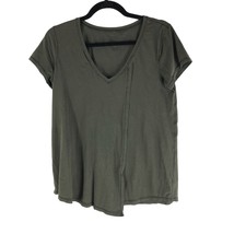 Lululemon Womens Love Tee Shirt Top V Neck Split Front Olive Green 6 - £15.16 GBP