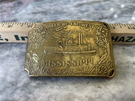 Vtg Belt buckle Tiffany New York Queen of the West Mississippi 3 5/8  * 2.5 inch image 2