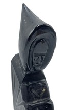 Vintage Obsidian Priest Stone Statue Monk Holding Rosary 8&quot; Black - £19.69 GBP