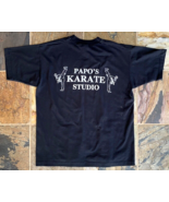 Vtg Papo&#39;s Karate Studio T Shirt-Black-Single Stitch Sleeve-XL-Martial Arts - $51.20 CAD