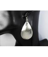 Large Hammered Pear Shape Earrings, 925 Sterling Silver, Women Textured ... - £49.56 GBP