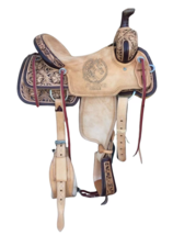 Western Leather Half Breed Roughout  Roping Saddle Flower Tooling With F... - $5,936.28 MXN+