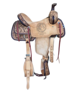 Western Leather Half Breed Roughout  Roping Saddle Flower Tooling With F... - $319.77+