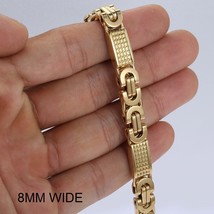 Byzantine Chain Bracelet for Men Gold Black Silver Color Stainless Steel Mens Br - £11.03 GBP