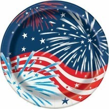 Fireworks July 4th 8 Ct 9" Lunch Plates Memorial Veterans Day - $3.65