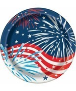 Fireworks July 4th 8 Ct 9" Lunch Plates Memorial Veterans Day - £2.92 GBP