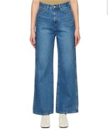 Arch The Wide Straight Denim Jeans Deep Blue Size Large  - $140.00