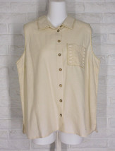 CHARLIE B Shirt Sleeveless Beaded Embroidered Button Down Natural NWT XS... - $28.00