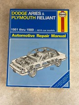 Dodge Aries &amp; Plymouth Reliant  1981 thru 1989 Haynes Repair Manual - £9.09 GBP