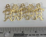 Gold Tone Stick Figure People 3&quot; Fashion Pin Brooch - $7.87