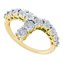 Yellow-tone Sterling Silver Womens Round Diamond Fashion Ring 1/8 Cttw - £63.94 GBP