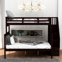 Stairway Twin-Over-Full Bunk Bed With Storage And Guard Rail - Espresso - $619.34