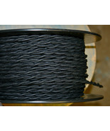 Black scribble cotton covered wire, vintage style cloth lamp cord, antique - £1.09 GBP