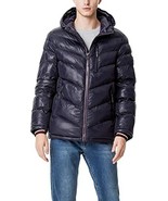 Tommy Hilfiger Men&#39;s Midweight Chevron Quilted Perform Hooded Jacket BLA... - $4,191.39 MXN