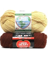 2 Ct Red Heart Eco Ways 3114 Chamois &amp; Red Heart Sport 0361 Wood Brown Yarn - $353.39 MXN