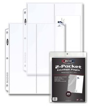 Pack of 20 BCW 2-Pocket 4x10 Envelope Pages (1-PRO2T-4X10-20) - £11.54 GBP