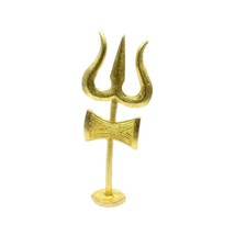 Pure Brass Trishul Damru with Stand Statue for Lal Kitab and red book remedies - £44.83 GBP