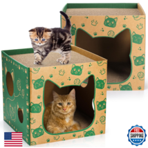 Pumtus 2-Pack Cardboard Cat House w/ 2 Scratching Pads - Play &amp; Rest - $51.85