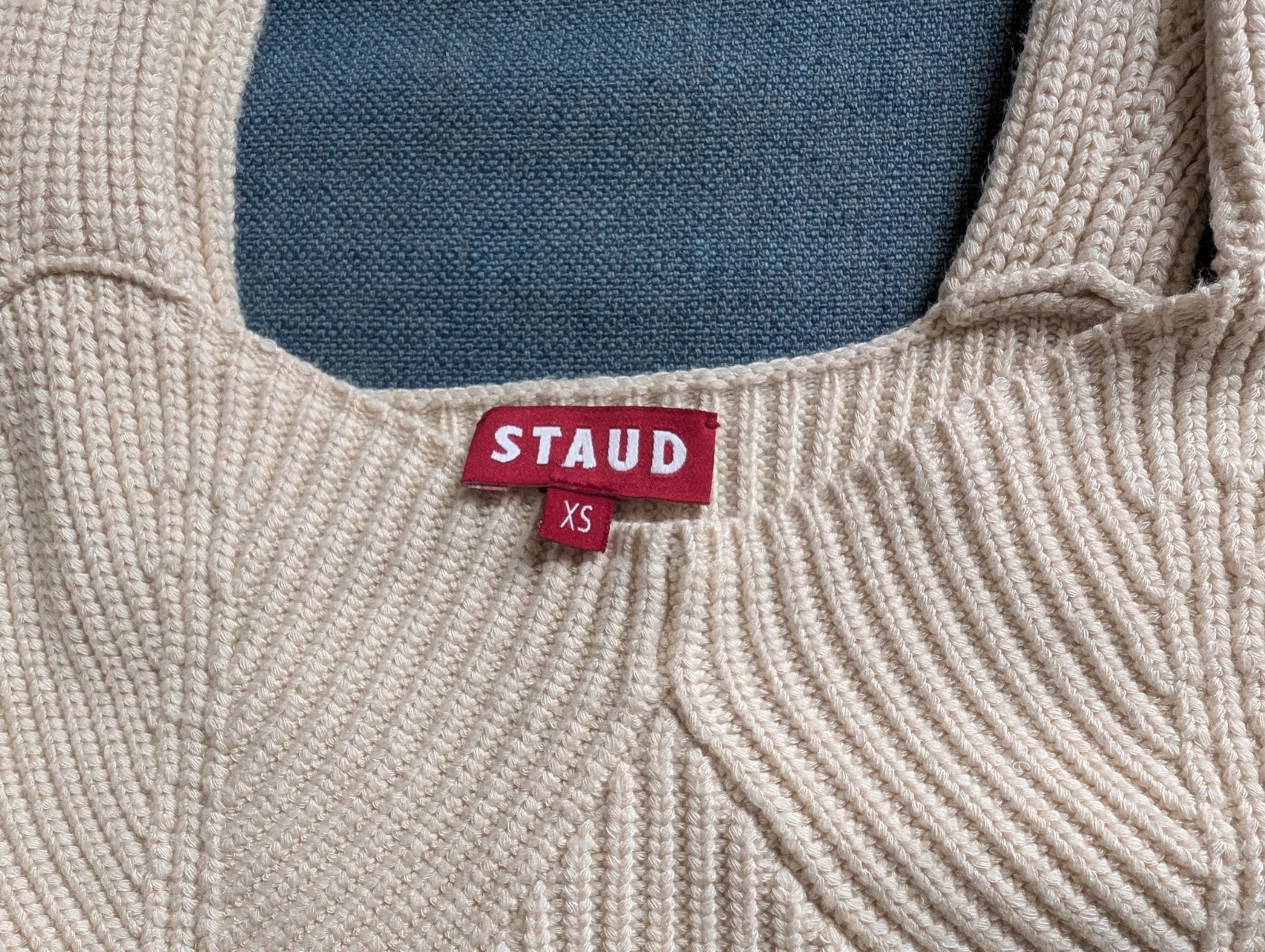 STAUD XS Kira Knit Bustier Tank Top Corset Sweater Ivory Cream Sleeveless  Item image 5