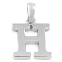 Block Letter Initial H Pendant Necklace Solid 925 Sterling Silver - £13.60 GBP