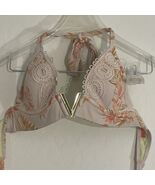 Nu Resort Bikini Top Bralette Gold V Center Floral Print Size 10 Padded - $218.29 MXN