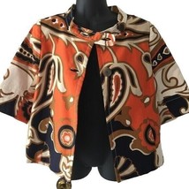 J Crew Orange Paisley 3/4 Sleeve Swing Coat Career Blazer Jacket Size 2 XS - £119.87 GBP